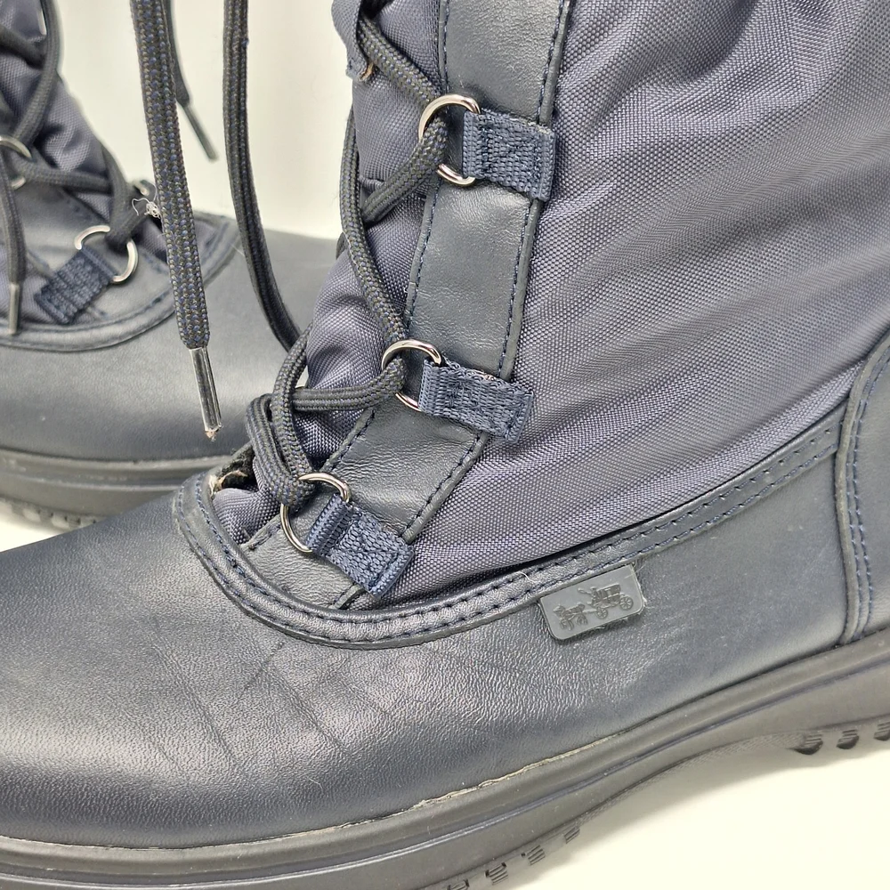 Coach Navy Winter Boots Teddy Bear Lining A9177 Sage